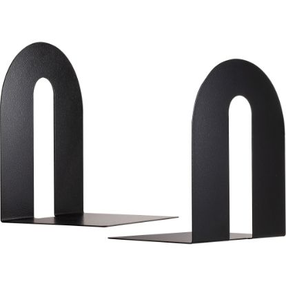 Picture of OIC Steel Construction Heavy-Duty Bookends, Non-Skid, 10inH, Black, Set Of 2