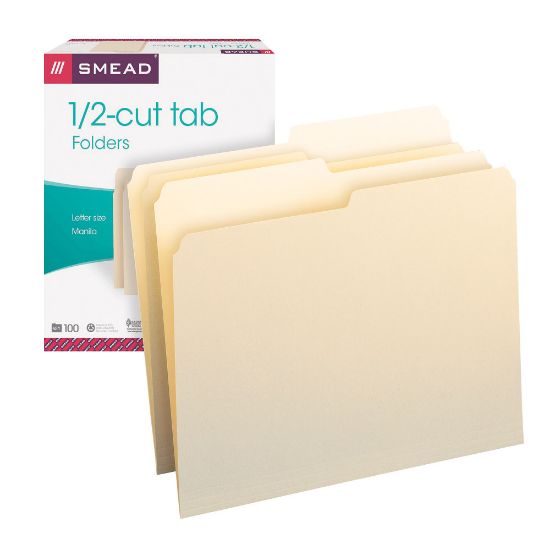 Picture of Smead Manila File Folders, Letter Size, 1/2 Cut, Pack Of 100