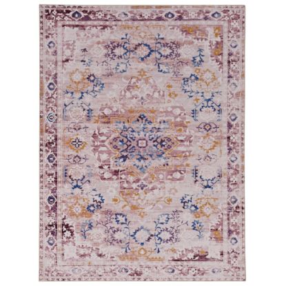 Picture of Linon Washable Area Rug, 5ft x 7ft, Treville Pink/Gold