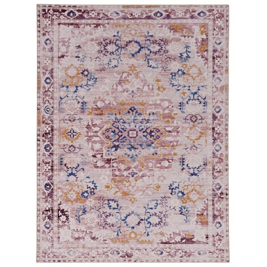 Picture of Linon Washable Area Rug, 5ft x 7ft, Treville Pink/Gold