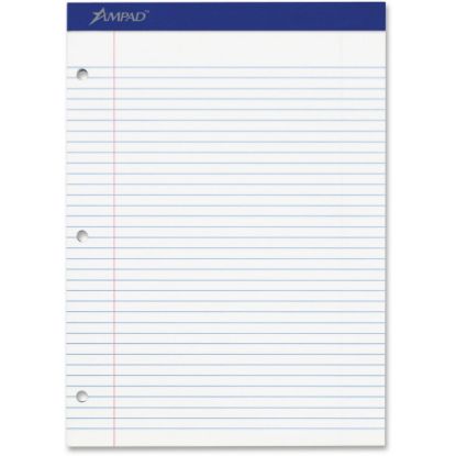 Picture of Ampad Perforated 3 Hole Punched Ruled Double Sheet Pad, Letter Size, 100 Sheets, White