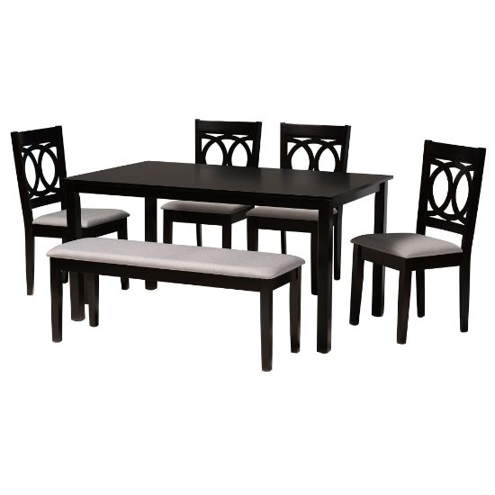 Picture of Baxton Studio Bennett Dining Set, 29-3/16inH x 59-1/16inW x 37-7/16inD, Gray/Dark Brown