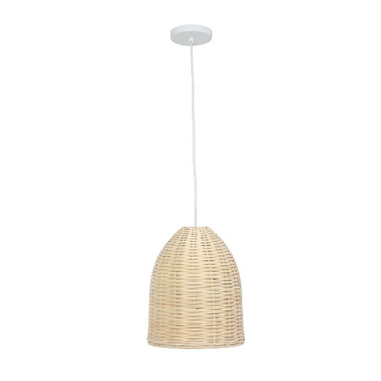 Picture of Elegant Designs Elongated Coastal Dome Pendant, 10inW, Natural Shade/Natural Base