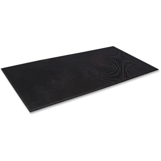 Picture of Crown Mats Mat-A-Dor Rubber Fingertip Scraper Mat - Entryway, Floor, Home, Office, Indoor, Outdoor - 72in Length x 36in Width x 0.63in Thickness - Rectangle - Rubber - Black