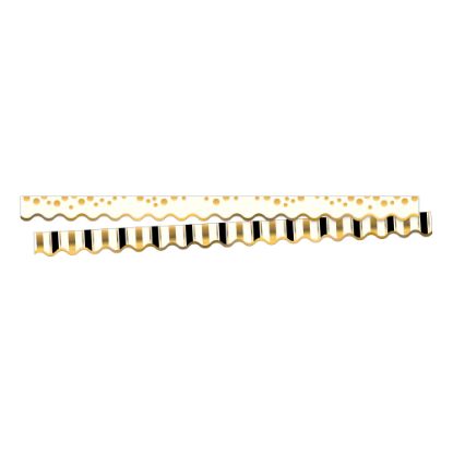 Picture of Barker Creek Scalloped-Edge Border Strips, 2 1/4in x 36in, Gold Coins, Pre-K To College, Pack Of 26