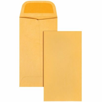 Picture of Quality Park Kraft Coin/Small Parts Envelope - Coin - #5 - 2 7/8in Width x 5 1/4in Length - 28 lb - Gummed - Kraft - 500 / Box - Light Brown