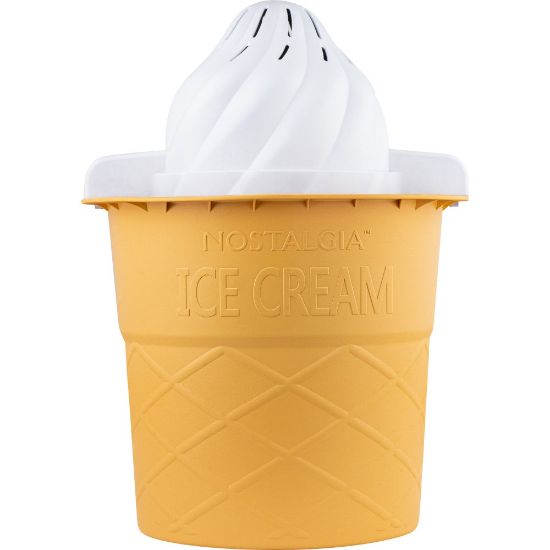 Picture of Nostalgia 4-Quart Swirl Cone Ice Cream Maker, Vanilla White