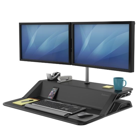 Picture of Fellowes Lotus Fully Assembled Effortless Adjustable Sit-Stand Workstation, 32.75in W x 24.25inD, Black