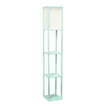 Picture of Simple Designs Floor Lamp With Etagere Organizer, 62-3/4inH, White Shade/Aqua Base