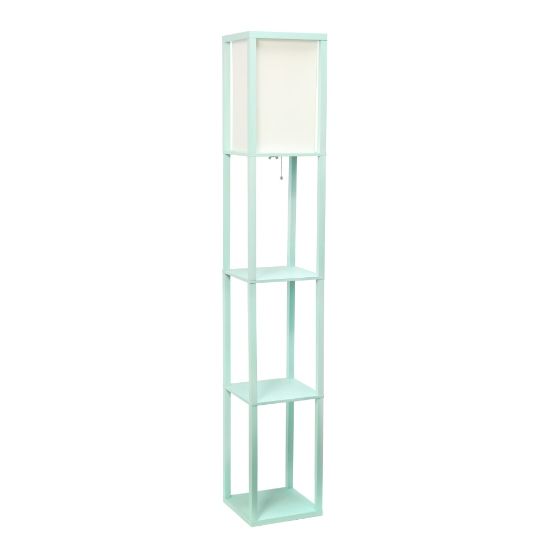 Picture of Simple Designs Floor Lamp With Etagere Organizer, 62-3/4inH, White Shade/Aqua Base