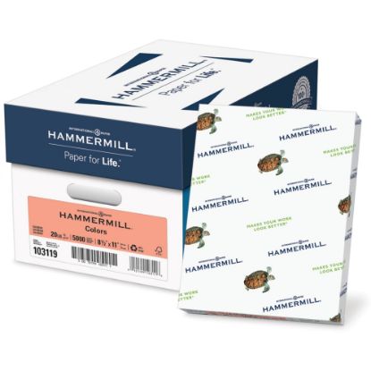 Picture of Hammermill Super-Premium Color Copy Paper, 1 Ream, Salmon, Letter (8.5in x 11in), 500 Sheets Per Ream, 20 Lb, 30% Recycled