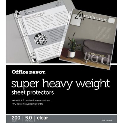 Picture of Office Depot Brand Super Heavyweight Sheet Protectors, 8-1/2in x 11in, Clear, Box Of 200