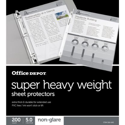 Picture of Office Depot Brand Super Heavyweight Sheet Protectors, 8-1/2in x 11in, Non-Glare, Box Of 200