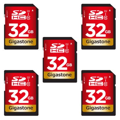 Picture of Dane-Elec Gigastone Class 10 UHS-I U1 SDHC Cards, 32GB, Pack Of 5 Cards