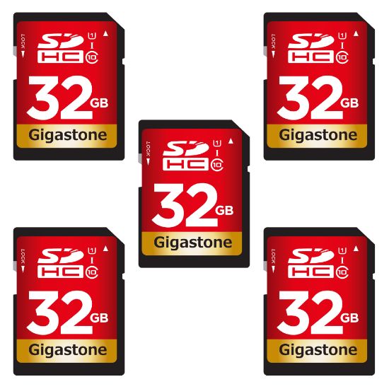 Picture of Dane-Elec Gigastone Class 10 UHS-I U1 SDHC Cards, 32GB, Pack Of 5 Cards