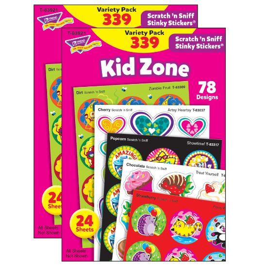 Picture of Trend Stinky Stickers, 1in, Kid Zone, 339 Stickers Per Pack, Set Of 2 Packs