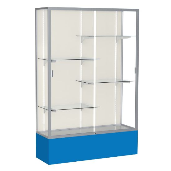 Picture of Waddell Spirit 4-Shelf Floor Display Case, 72inH x 48inW x 16inD, Royal Blue Base/Satin Finish