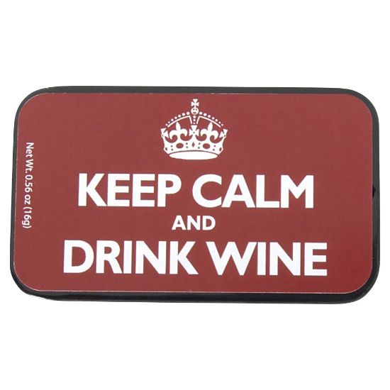 Picture of AmuseMints Sugar-Free Mints, Keep Calm And Drink Wine, 0.56 Oz, Pack Of 24