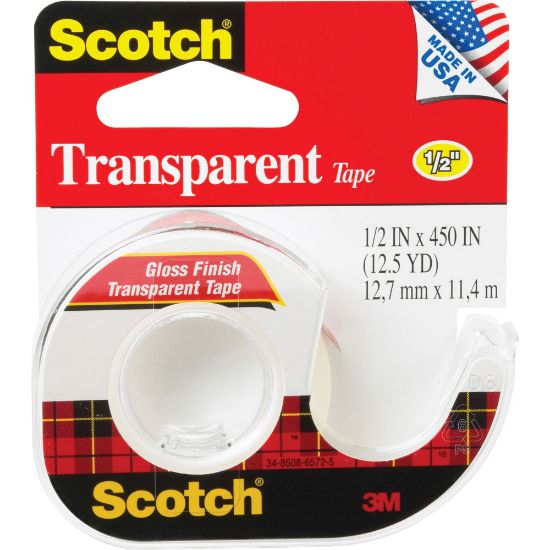 Picture of Scotch Transparent Office Tape In Dispenser, 1/2in x 450in, Clear