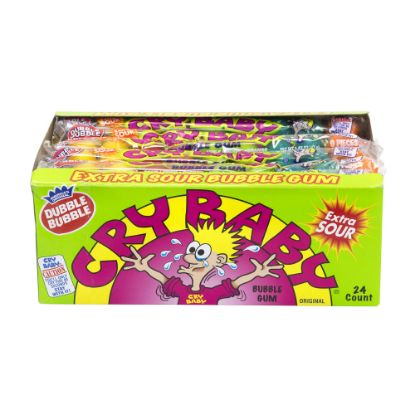 Picture of Cry Baby Extra-Sour Bubble Gum, Assorted Flavors, 9 Pieces Per Box, Case Of 24 Boxes