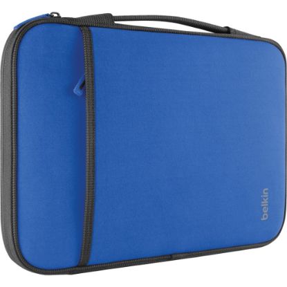 Picture of Belkin Carrying Case (Sleeve) for 11in Apple MacBook Air, Chromebook - Blue - Wear Resistant - Neopro Body - Fleece Interior Material - Handle - 8in Height x 12.6in Width x 0.8in Depth - 1 Each