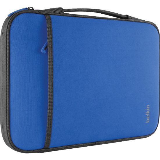 Picture of Belkin Carrying Case (Sleeve) for 11in Apple MacBook Air, Chromebook - Blue - Wear Resistant - Neopro Body - Fleece Interior Material - Handle - 8in Height x 12.6in Width x 0.8in Depth - 1 Each