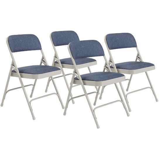 Picture of National Public Seating 2200 Series Fabric Upholstered Folding Chairs, Imperial Blue/Gray, Set Of 4 Chairs