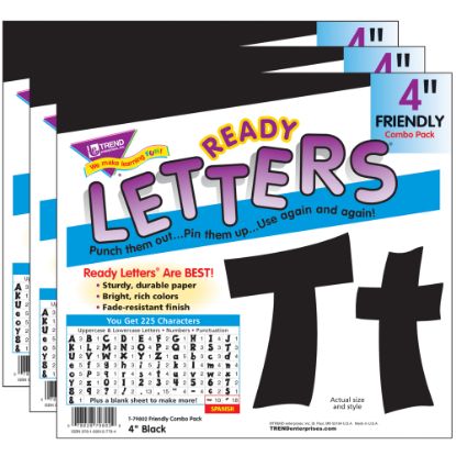 Picture of TREND Ready Letters, 4in, Friendly Combo, Black, Set Of 3 Packs