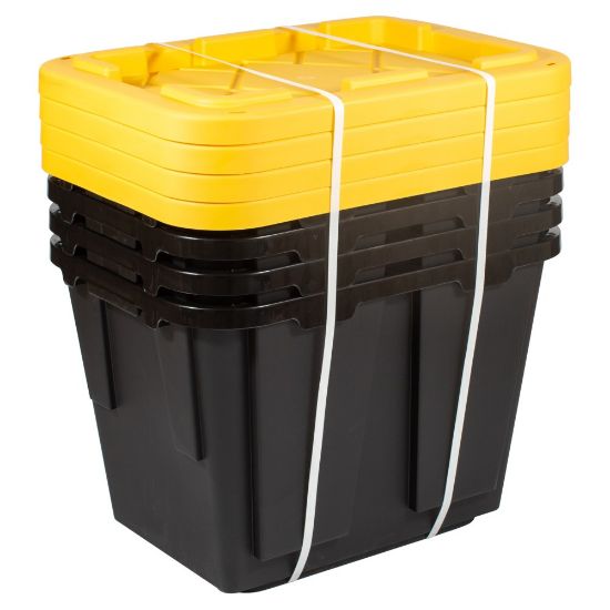 Picture of Office Depot Brand by Greenmade Professional Storage Totes, 12-Gallon, Black/Yellow, Pack Of 4 Totes