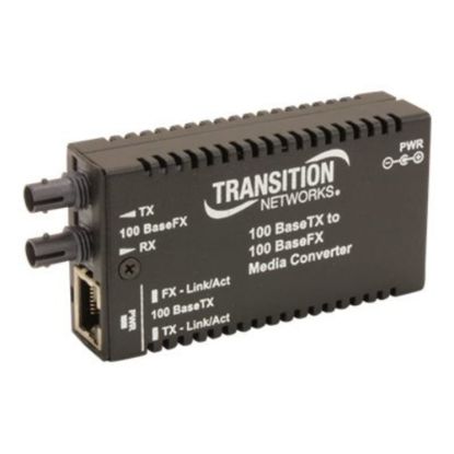 Picture of Transition Networks Stand-Alone Mini Fast Ethernet Media Converter - Fiber media converter - 100Mb LAN - 100Base-TX, 100Base-X - RJ-45 / SFP (mini-GBIC)