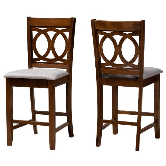 Picture of Baxton Studio Lenoir Counter Stools, Gray/Walnut, Set Of 2 Stools