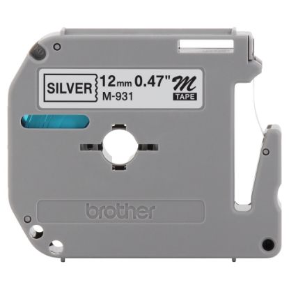 Picture of Brother M-931 Black-On-Silver Tape, 0.5in x 26.2ft