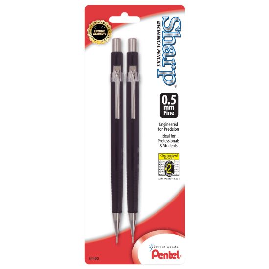 Picture of Pentel Automatic Sharp Mechanical Pencils, 0.5 mm, Black, Pack Of 2