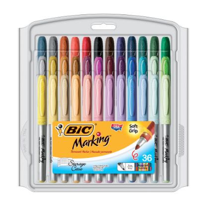 Picture of BIC Mark-It Permanent Fashion Markers With Reusable Case, Assorted, Pack Of 36