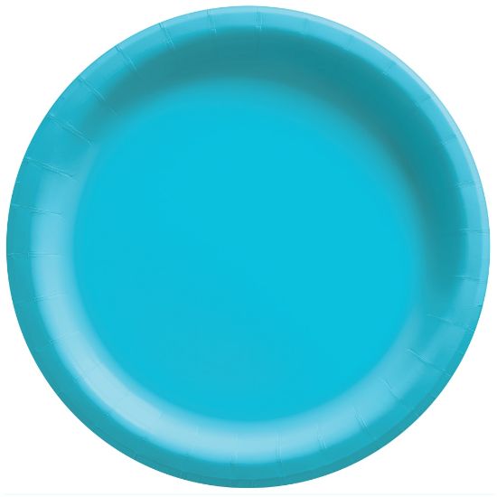 Picture of Amscan Round Paper Plates, Caribbean Blue, 6-3/4in, 50 Plates Per Pack, Case Of 4 Packs