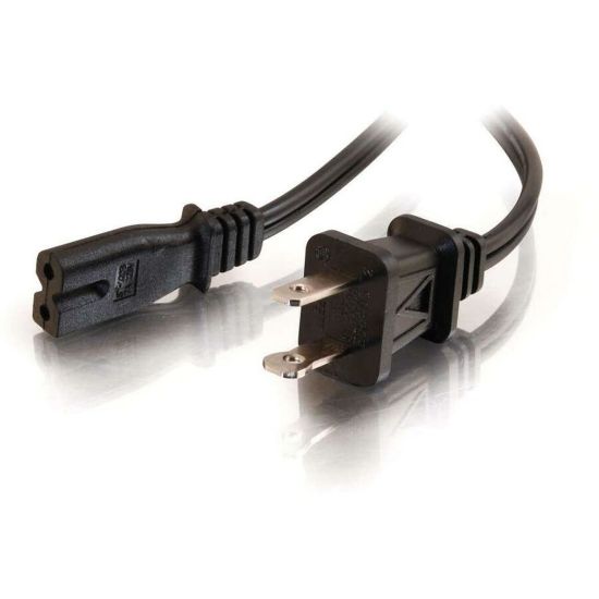 Picture of C2G 6ft 18 AWG 2-Slot Polarized Power Cord (NEMA 1-15P to IEC320C7) - 6ft