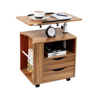 Picture of Mind Reader Woodland Collection 15-3/4in W Swivel Tiltable Desktop Office Workstation with Storage Wood and Metal, Brown