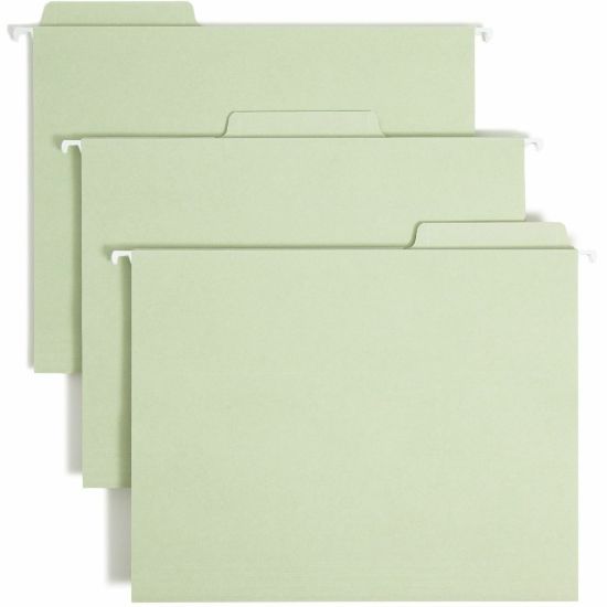 Picture of Smead FasTab Hanging Fastener Folders, 8 1/2in x 11in, Letter Size, Moss, Box Of 18 Folders