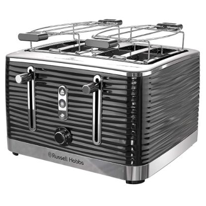 Picture of Russell Hobbs Retro 4-Slice Toaster, 9inH x 9inW x 13inD, Black