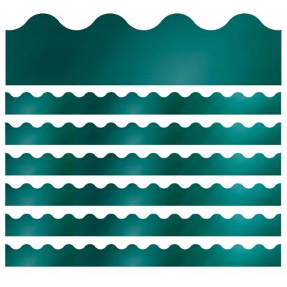 Picture of Carson Dellosa Education Scalloped Border, Sparkle + Shine Teal Foil, 39ft Per Pack, Set Of 6 Packs