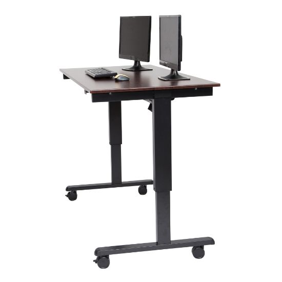 Picture of Luxor 59inW Wood Electric Standing Desk, Dark Walnut/Black