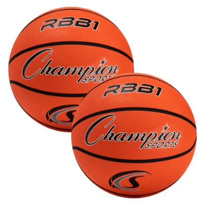 Picture of Champion Sports Rubber Basketballs, Official Size, Orange/Black, Pack Of 2 Balls