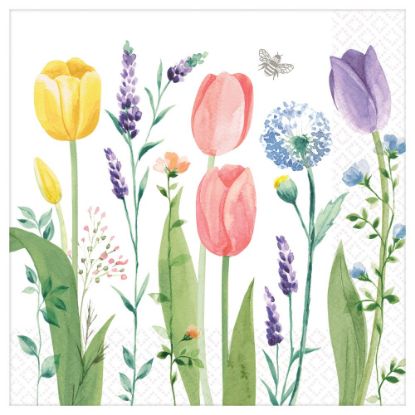 Picture of Amscan Spring 2-Ply Dinner Napkins, 8in x 8in, Tulip Garden, 16 Napkins Per Sleeve, Pack Of 3 Sleeves