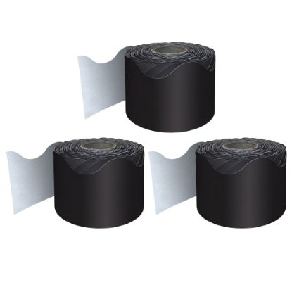 Picture of Carson Dellosa Education Rolled Scalloped Borders, Black, 65ft Per Roll, Pack Of 3 Rolls