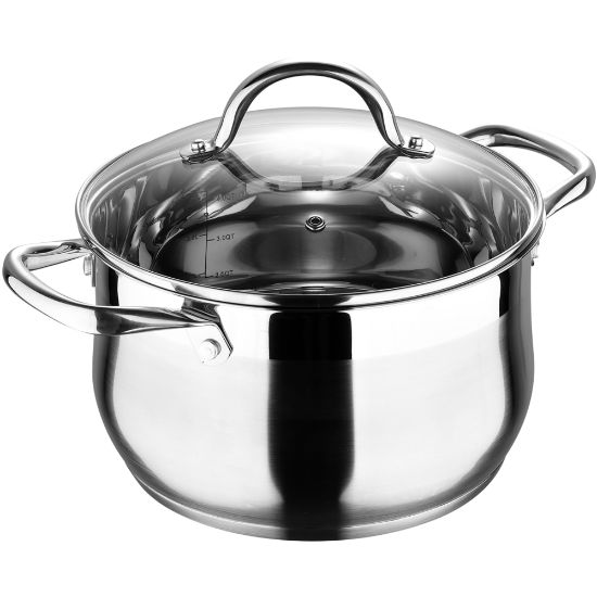 Picture of Bergner Stainless-Steel Induction-Ready Dutch Oven With Lid, 5 Qt, Stainless Steel