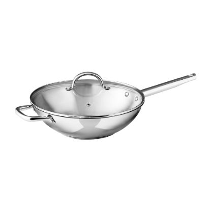 Picture of Bergner Stainless-Steel Nonstick Stir Fry Pan With Lid, 12in