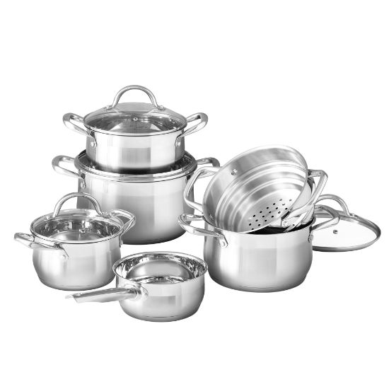 Picture of Bergner Stainless-Steel Induction-Ready 10-Piece Cookware Set, Stainless Steel