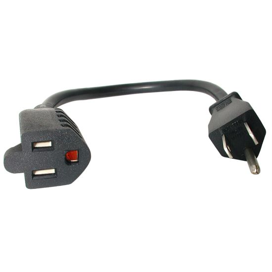 Picture of StarTech.com 1ft (0.3m) Short Extension Cord, NEMA5-15R to NEMA5-15P Black Extension Cord, 13A 125V, 16AWG, Computer Power Extension Cable