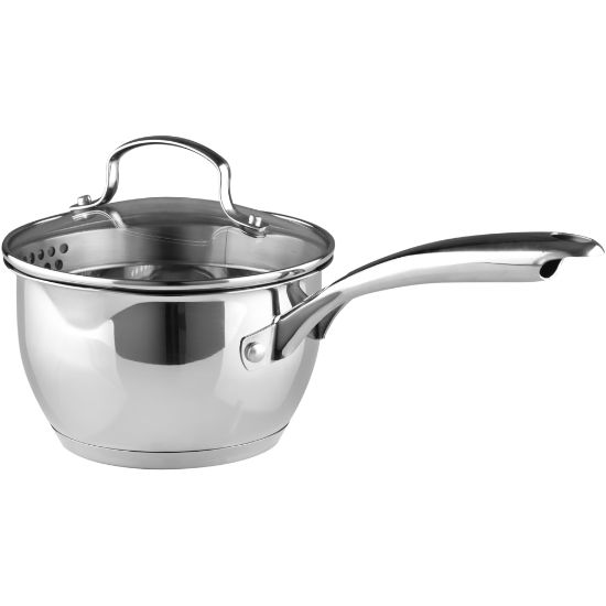 Picture of Bergner Essentials Stainless-Steel Saucier Pot With Tempered Glass Lid, 1.5 Qt, Stainless Steel