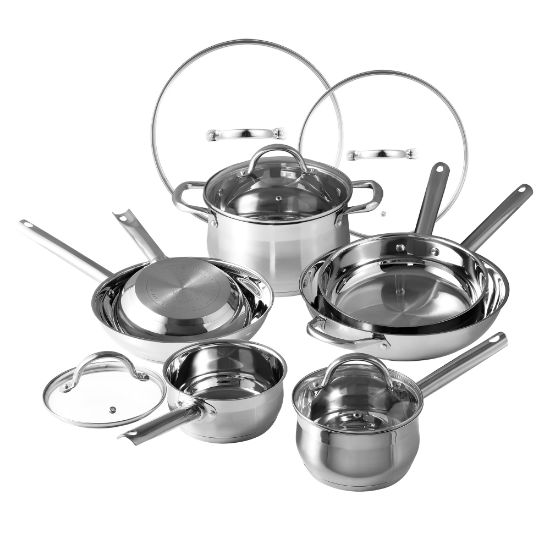 Picture of Bergner 12-Piece Stainless Steel Non-Stick Cookware Set, Silver